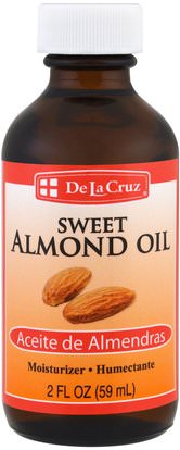 De La Cruz, Sweet Almond Oil, Moisturizer, 2 fl oz (59 ml) ,الصحة، الجلد، زيت اللوز موضعي