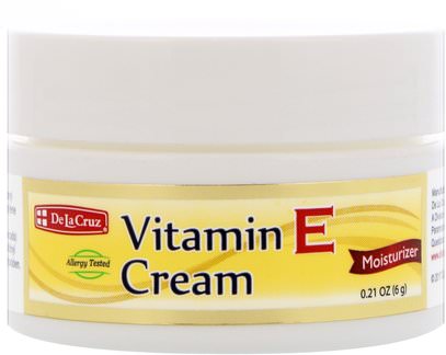 De La Cruz, Vitamin E Cream, Moisturizer, 0.21 oz (6 g) ,الصحة، الجلد، فيتامين e كريم النفط، الجمال، العناية بالوجه