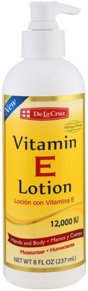 De La Cruz, Vitamin E Lotion, 12,000 IU, 8 fl oz (237 ml) ,الجمال، العناية بالوجه، حمم