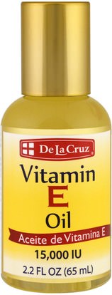 De La Cruz, Vitamin E Oil, 15,000 IU, 2.2 fl oz (65 ml) ,الصحة، الجلد، حمام