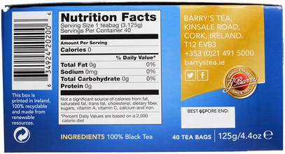 Herb-sa Barrys Tea, Decaf Blend, 40 Tea Bags, 4.4 oz (125 g)