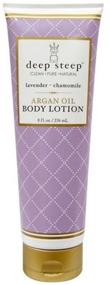 Deep Steep, Argan Oil Body Lotion, Lavender - Chamomile, 8 fl oz (236 ml) ,حمام، الجمال، المستحضرات أرغان والزبدة، غسول الجسم