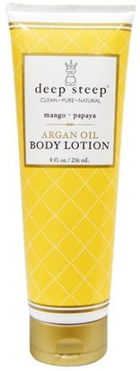 Deep Steep, Argan Oil Body Lotion, Mango - Papaya, 8 fl oz (236 ml) ,حمام، الجمال، المستحضرات أرغان والزبدة، غسول الجسم