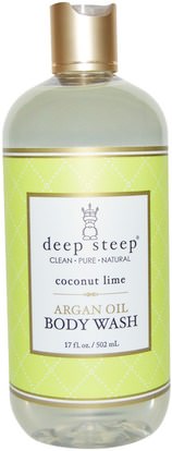 Deep Steep, Argan Oil Body Wash, Coconut Lime, 17 fl oz (502 ml) ,حمام، الجمال، حمام أرجان، هلام الاستحمام
