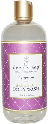 Deep Steep, Argan Oil Body Wash, Fig Apricot, 17 fl oz (502 ml) ,حمام، الجمال، حمام أرجان، هلام الاستحمام