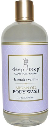 Deep Steep, Argan Oil Body Wash, Lavender Vanilla, 17 fl oz (502 ml) ,حمام، الجمال، حمام أرجان، هلام الاستحمام