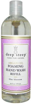 Deep Steep, Argan Oil Foaming Hand Wash Refill, Lilac Blossom, 16 fl oz (474 ml) ,حمام، الجمال، أرجان، حمام