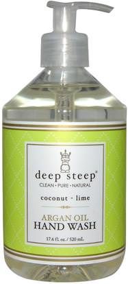Deep Steep, Argan Oil Hand Wash, Coconut - Lime, 17.6 fl oz (520 ml) ,حمام، الجمال، أرجان، سواب