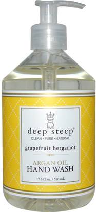 Deep Steep, Argan Oil Hand Wash, Grapefruit Bergamot, 17.6 fl oz (520 ml) ,حمام، الجمال، أرجان، حمام