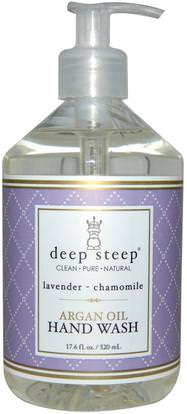Deep Steep, Argan Oil Hand Wash, Lavender- Chamomile, 17.6 fl oz (520 ml) ,حمام، الجمال، أرجان، حمام