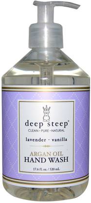 Deep Steep, Argan Oil Hand Wash, Lavender- Vanilla, 17.6 fl oz (520 ml) ,حمام، الجمال، أرجان، حمام