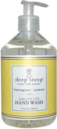 Deep Steep, Argan Oil Hand Wash, Lemongrass-Jasmine, 17.6 fl oz (520 ml) ,حمام، الجمال، المستحضرات أرغان والزبدة