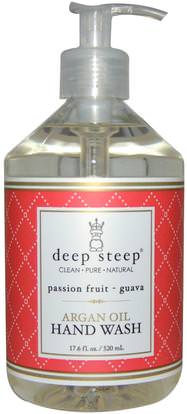 Deep Steep, Argan Oil Hand Wash, Passion Fruit- Guava, 17.6 fl oz (520 ml) ,حمام، الجمال، أرجان، حمام