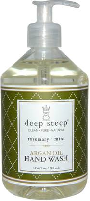 Deep Steep, Argan Oil Hand Wash, Rosemary - Mint, 17.6 fl oz (520 ml) ,حمام، الجمال، أرجان، سواب