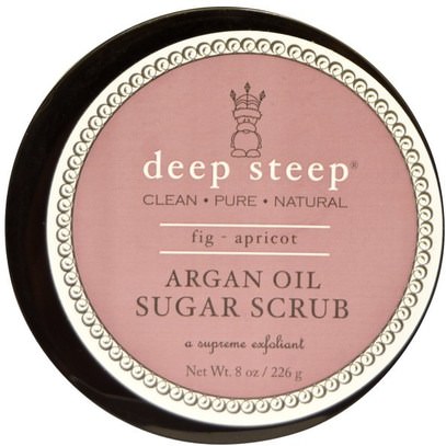 Deep Steep, Argan Oil Sugar Scrub, Fig - Apricot, 8 oz (226 g) ,حمام، الجمال، بدن، الدعك، أرجان، حمام