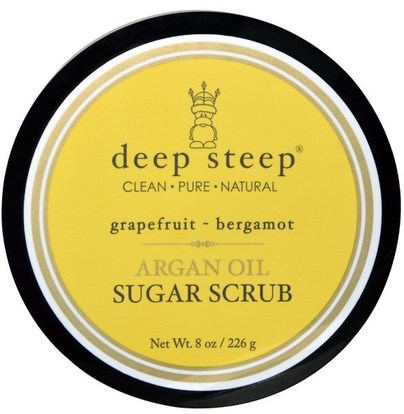 Deep Steep, Argan Oil Sugar Scrub, Grapefruit Bergamot, 8 oz (226 g) ,حمام، الجمال، بدن، الدعك، أرجان، حمام