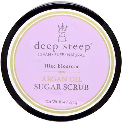 Deep Steep, Argan Oil Sugar Scrub, Lilac Blossom, 8 oz (226 g) ,حمام، الجمال، أرجان، بدن، الدعك