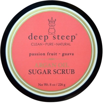 Deep Steep, Argan Oil Sugar Scrub, Passion Fruit Guava, 8 oz (226 g) ,حمام، الجمال، بدن، الدعك، أرجان، حمام