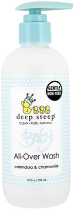 Deep Steep, Baby All-Over Wash, Calendula & Chamomile, 10 fl oz (296 ml) ,صحة الأطفال، حمام الاطفال، الشامبو، شامبو الاطفال