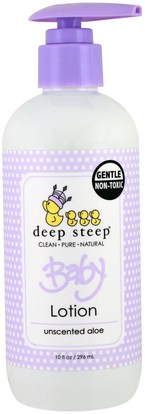 Deep Steep, Baby Lotion, Unscented Aloe, 10 fl oz (296 ml) ,حمام، الجمال، غسول الجسم، إمرأة، لوسيون