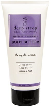 Deep Steep, Body Butter, Lavender - Chamomile, 6 fl oz (177 ml) ,الصحة، الجلد، زبدة الجسم، حمام، الجمال، زبدة الشيا