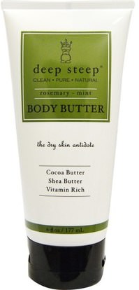 Deep Steep, Body Butter, Rosemary Mint, 6 fl oz (177 ml) ,الصحة، الجلد، زبدة الجسم، حمام، الجمال، زبدة الشيا