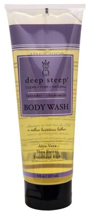 Deep Steep, Body Wash, Lavender - Chamomile, 8 fl oz (237 ml) ,حمام، الجمال، زبدة الشيا، هلام الاستحمام