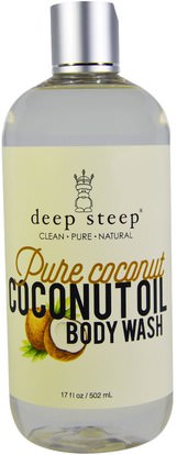 Deep Steep, Coconut Oil Body Wash, Pure Coconut, 17 fl oz (502 ml) ,حمام، الجمال، هلام الاستحمام