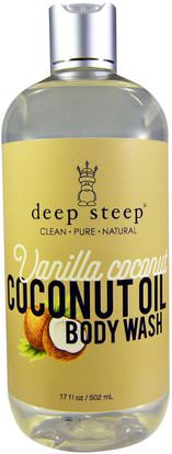 Deep Steep, Coconut Oil Body Wash, Vanilla Coconut, 17 fl oz (502 ml) ,حمام، الجمال، هلام الاستحمام
