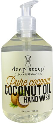 Deep Steep, Coconut Oil Hand Wash, Pure Coconut, 17.6 fl oz (520 ml) ,حمام، الجمال، الصابون