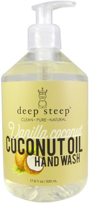 Deep Steep, Coconut Oil Hand Wash, Vanilla Coconut, 17.6 fl oz (520 ml) ,حمام، الجمال، الصابون