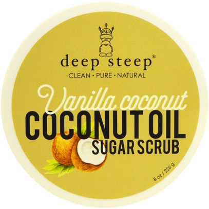 Deep Steep, Coconut Oil Sugar Scrub, Vanilla Coconut, 8 oz (226 g) ,حمام، الجمال، فرك الجسم