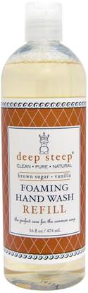 Deep Steep, Foaming Hand Wash, Refill Brown Sugar Vanilla, 16 fl oz (474 ml) ,حمام، الجمال، الصابون، الغيارات