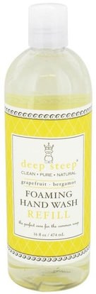 Deep Steep, Foaming Hand Wash Refill, Grapefruit - Bergamot, 16 fl oz (474 ml) ,حمام، الجمال، الصابون، الغيارات