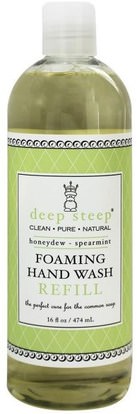 Deep Steep, Foaming Hand Wash Refill, Honeydew-Spearmint, 16 fl oz (474 ml) ,حمام، الجمال، الصابون، الغيارات