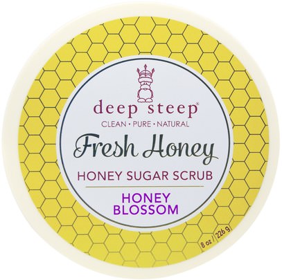 Deep Steep, Fresh Honey Sugar Scrub, Honey Blossom, 8 oz (226 g) ,حمام، الجمال، فرك الجسم
