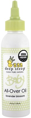 Deep Steep, Organic Baby All-Over Oil, Lavender Blossom, 4 fl oz (118 ml) ,صحة الأطفال، حفاضات، زيوت مسحوق الطفل