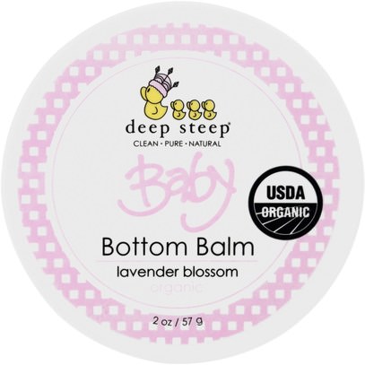 Deep Steep, Organic, Baby Bottom Balm, Lavender Blossom, 2 oz (57 g) ,صحة الطفل، حفاضات، كريمات حفاضات