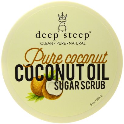 Deep Steep, Pure Coconut, Coconut Oil, Sugar Scrub, 8 oz (226 g) ,حمام، الجمال، فرك الجسم