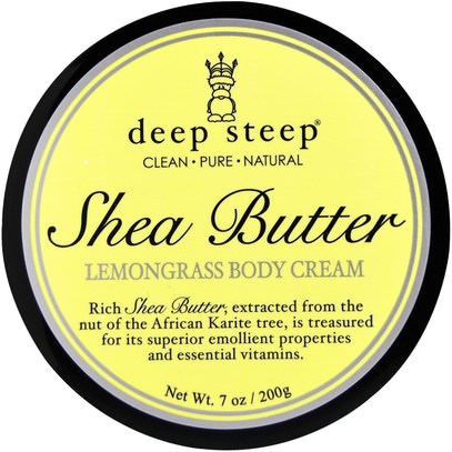 Deep Steep, Shea Butter Body Cream, Lemongrass, 7 oz (200 g) ,حمام، الجمال، زبدة الشيا