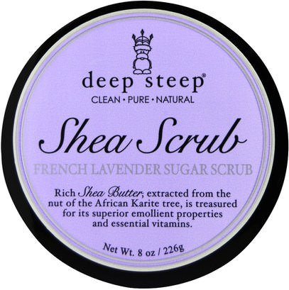 Deep Steep, Shea Scrub French Lavender Sugar Scrub, 8 oz (226 g) ,حمام، الجمال، فرك الجسم