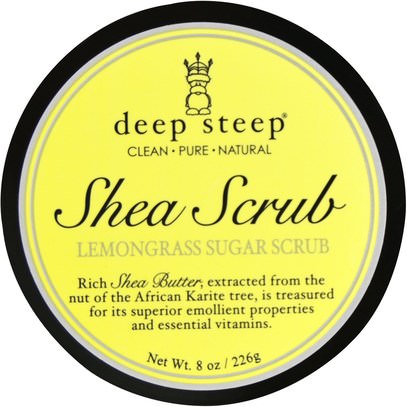 Deep Steep, Shea Scrub Sugar Scrub, Lemongrass, 8 oz (226 g) ,Herb-sa