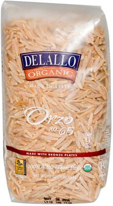 DeLallo, Orzo No. 65, 100% Organic Whole Wheat Pasta, 16 oz (454 g) ,الطعام، حساء الباستا الأرز والحبوب والمعكرونة والحساء، والمعكرونة القمح