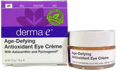 Derma E, Age-Defying Antioxidant Eye Creme, 1/2 oz (14 g) ,الجمال، مكافحة الشيخوخة، العناية بالوجه، الكريمات المستحضرات، الأمصال، كريمات التجاعيد