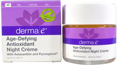 Derma E, Age-Defying Night Creme, 2 oz (56 g) ,الجمال، مكافحة الشيخوخة، العناية بالوجه، الكريمات المستحضرات، الأمصال، كريمات التجاعيد