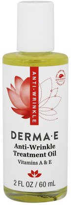 Derma E, Anti-Wrinkle Vitamin A & E Treatment Oil, 2 fl oz (60 ml) ,الصحة، الجلد، فيتامين e كريم النفط، الجمال، مكافحة الشيخوخة