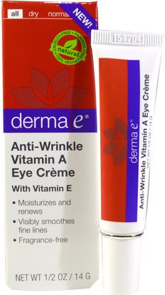 Derma E, Anti-Wrinkle Vitamin A Eye Creme, 1/2 oz (14 g) ,الجمال، كريمات العين