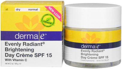 Derma E, Even Tone Brightening Day Cream, SPF 15, 2 oz (56 g) ,الصحة، الجلد