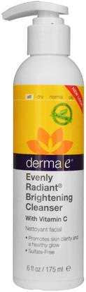 Derma E, Evenly Radiant Brightening Cleanser with Vitamin C, 6 fl oz (175 ml) ,الجمال، العناية بالوجه، المطهرات الوجه، جلد