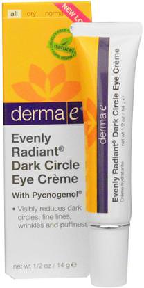Derma E, Evenly Radiant Dark Circle Eye Cream with Pycnogenol, 1/2 oz (14 g) ,الجمال، كريمات العين